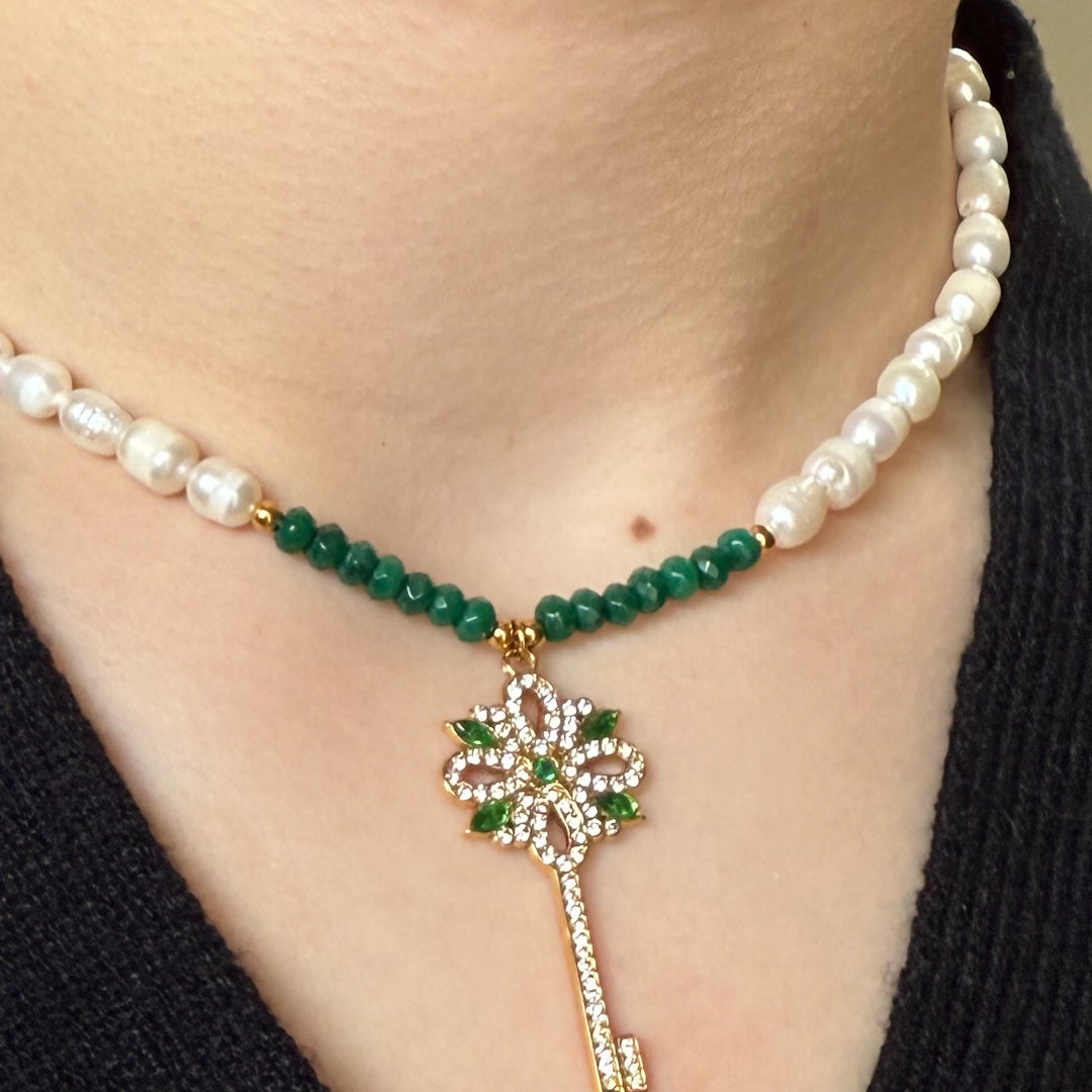 Collier perle d'eau douce fleur