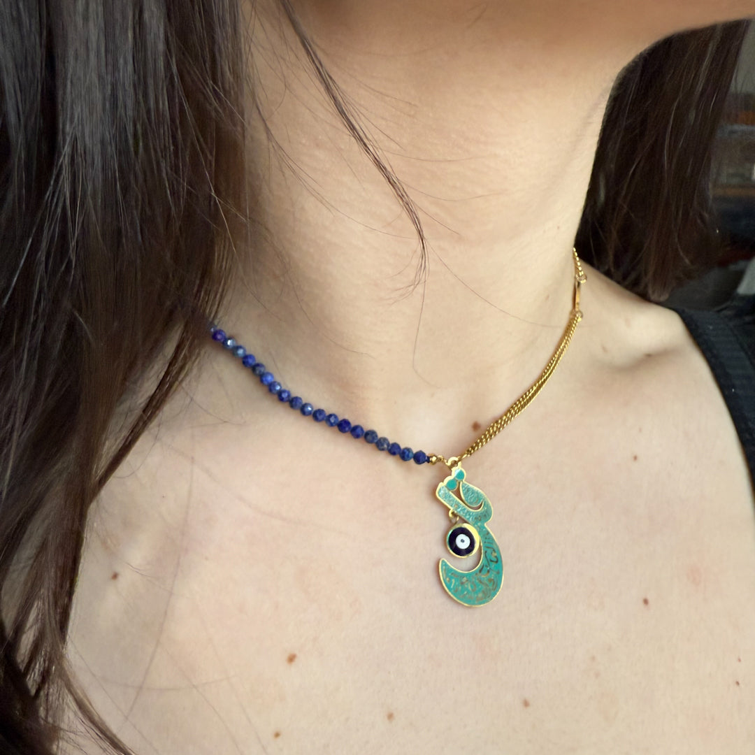 Collier ras de cou perles bleu