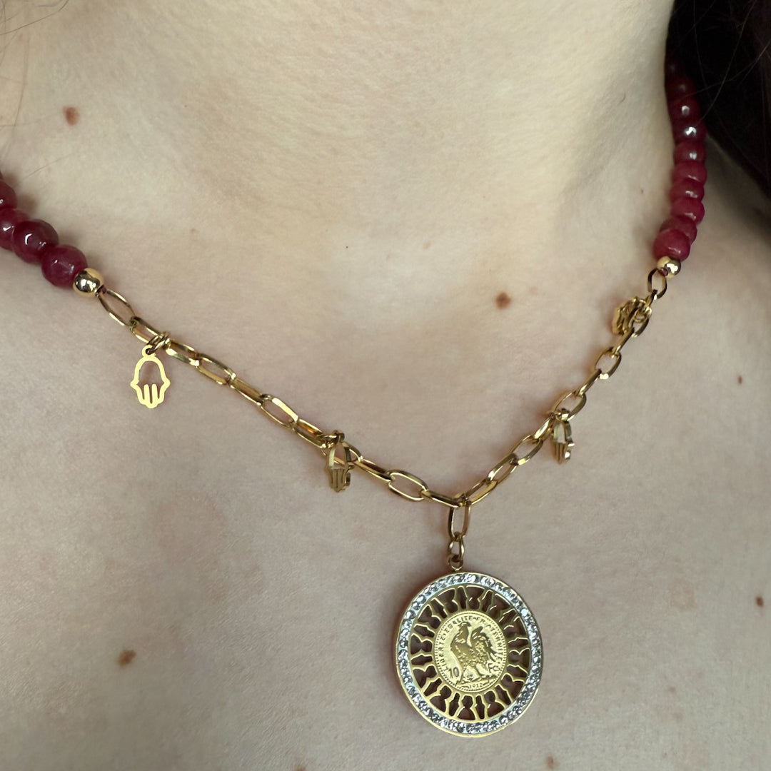 Collier ras de cou rouge