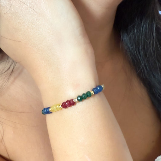 Bracelet fait main en pierres d’agate multicolore