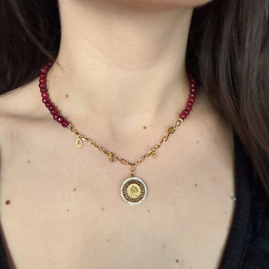 Collier ras de cou rouge